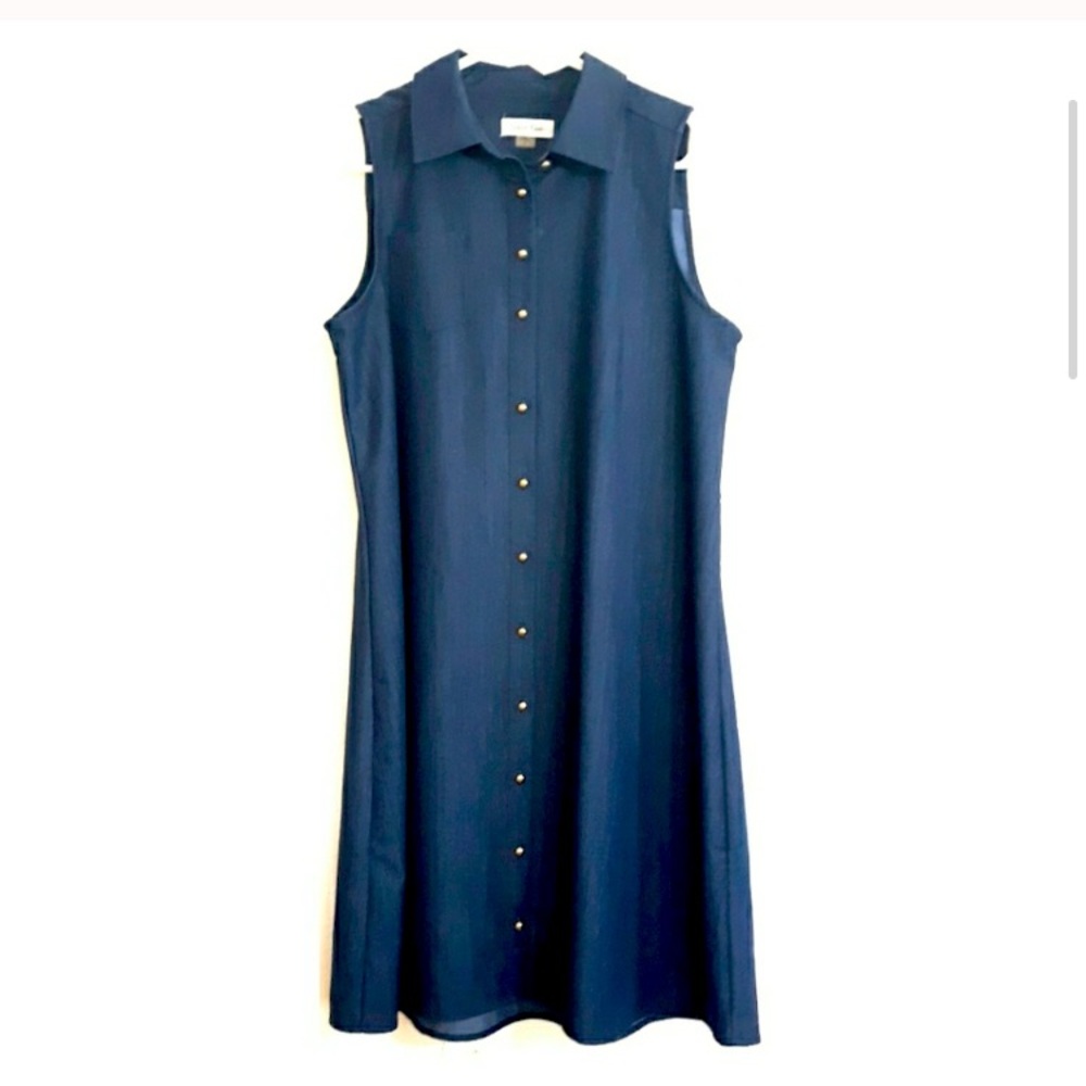 Calvin Klein faux denim(chambray)button down dress